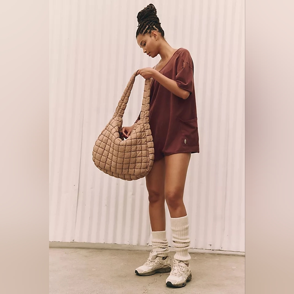FP Movement by Free People Brown Oversized Romper Tee